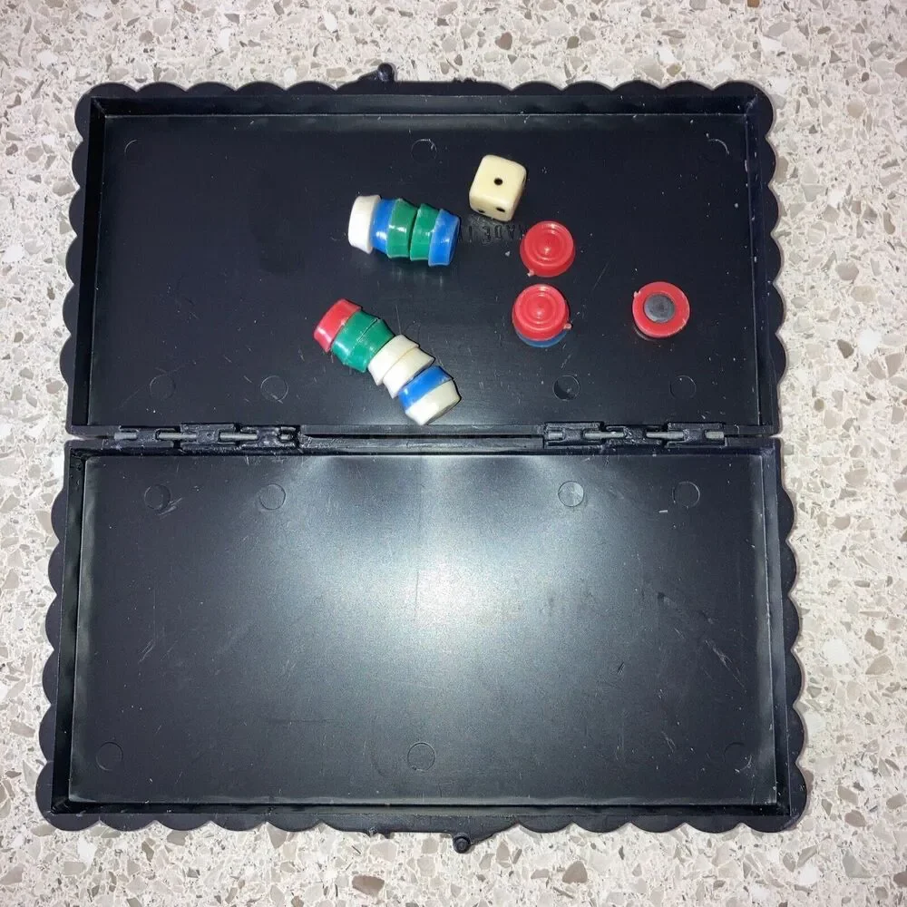 Mini Magnets Fundex Travel Game Parchessi Storage Case Vintage 1989